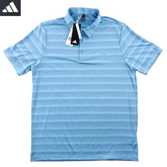 Adidas Golf Polo Shirt 2 Color Striped Stretch Blue Men's Large NWT - Picture 1 of 10